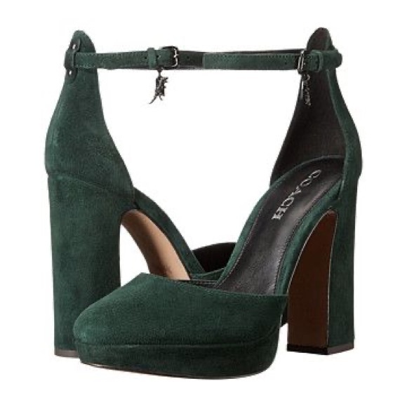 Coach Shoes - COACH Chrystie Green Suede platform Heels